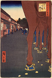 名所江戸百景 四ツ谷内藤新宿 歌川広重(初代)画 魚屋栄吉板 安政4年(1857年) 新宿区歴史博物館蔵